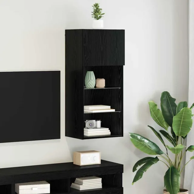 vidaXL Wandgemonteerd tv-meubel 40,5 x 30 x 90 cm Zwart Eiken, foto 2