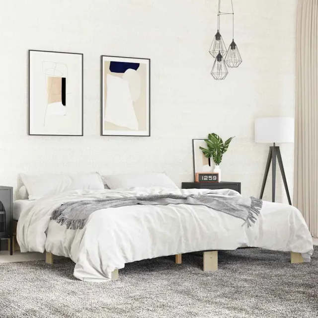 vidaXL Bedframe bewerkt hout metaal sonoma eikenkleurig 160x200 cm