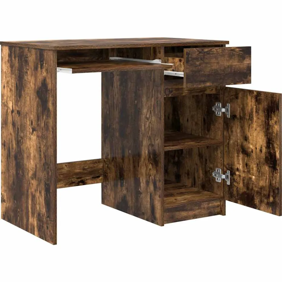 vidaXL Bureau 86x49x76 cm spaanplaat gerookt eikenkleurig, foto 4