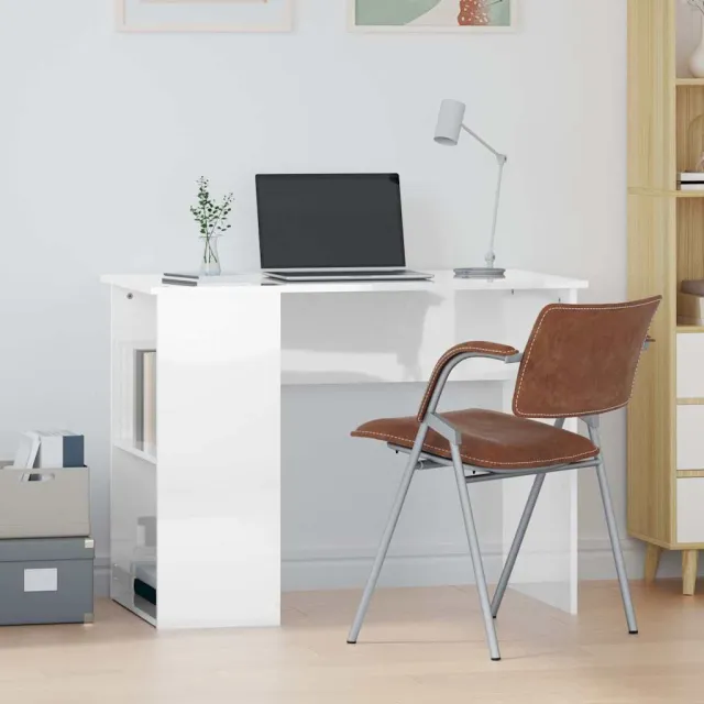 vidaXL Bureau 100x55x75 cm bewerkt hout hoogglans wit, foto 2