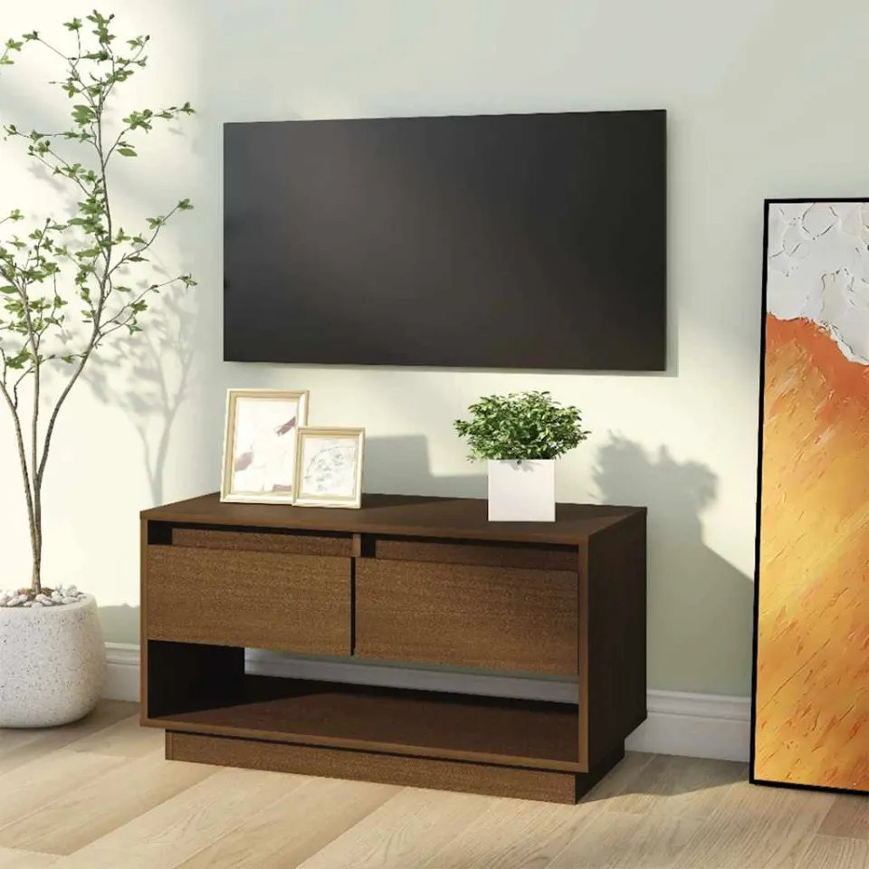 vidaXL Tv-meubel 74x34x40 cm massief grenenhout honingbruin bruin, foto 3