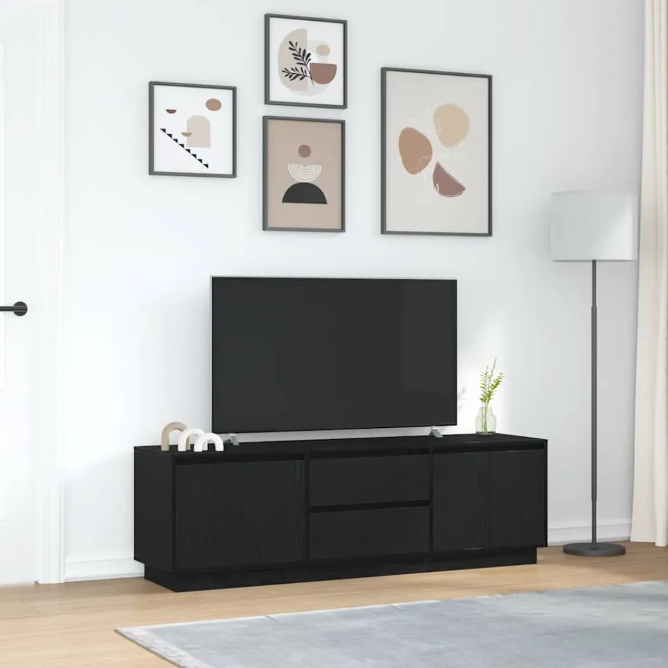vidaXL Tv-meubel met LED-verlichting 160,5x41x50 cm zwart eikenkleurig, foto 2