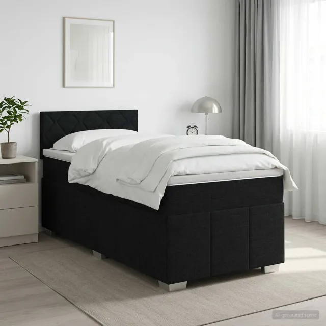 vidaXL Boxspringbed met matras met hoofdeinde Zwart 90 x 190 cm Stof