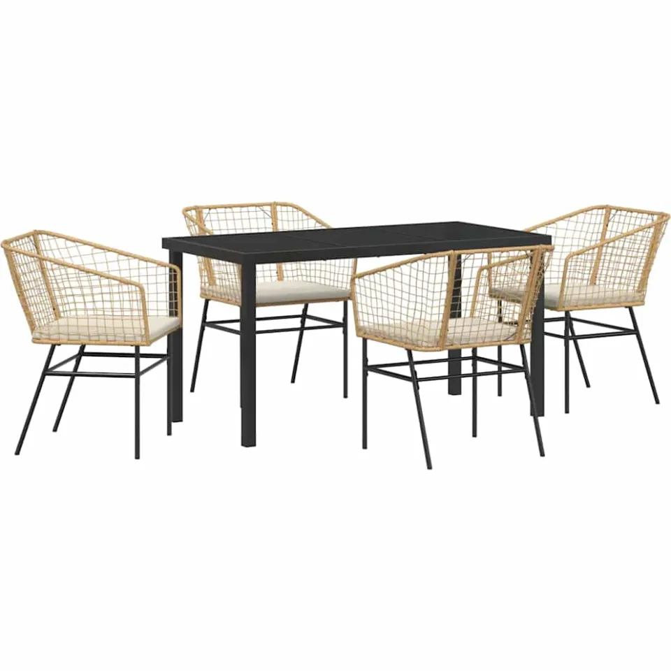 vidaXL Tuin eettafelset 5 st Bruin poly rattan, foto 3