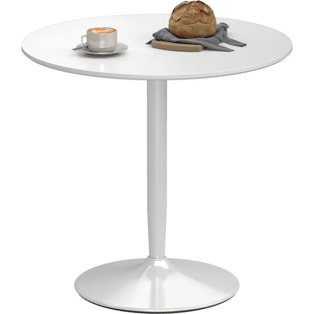 Hoohohoo Eettafel voor 2 personen-rond tafelblad Ø80 cm-MDF en staal-antislip-wit-75 cm hoog