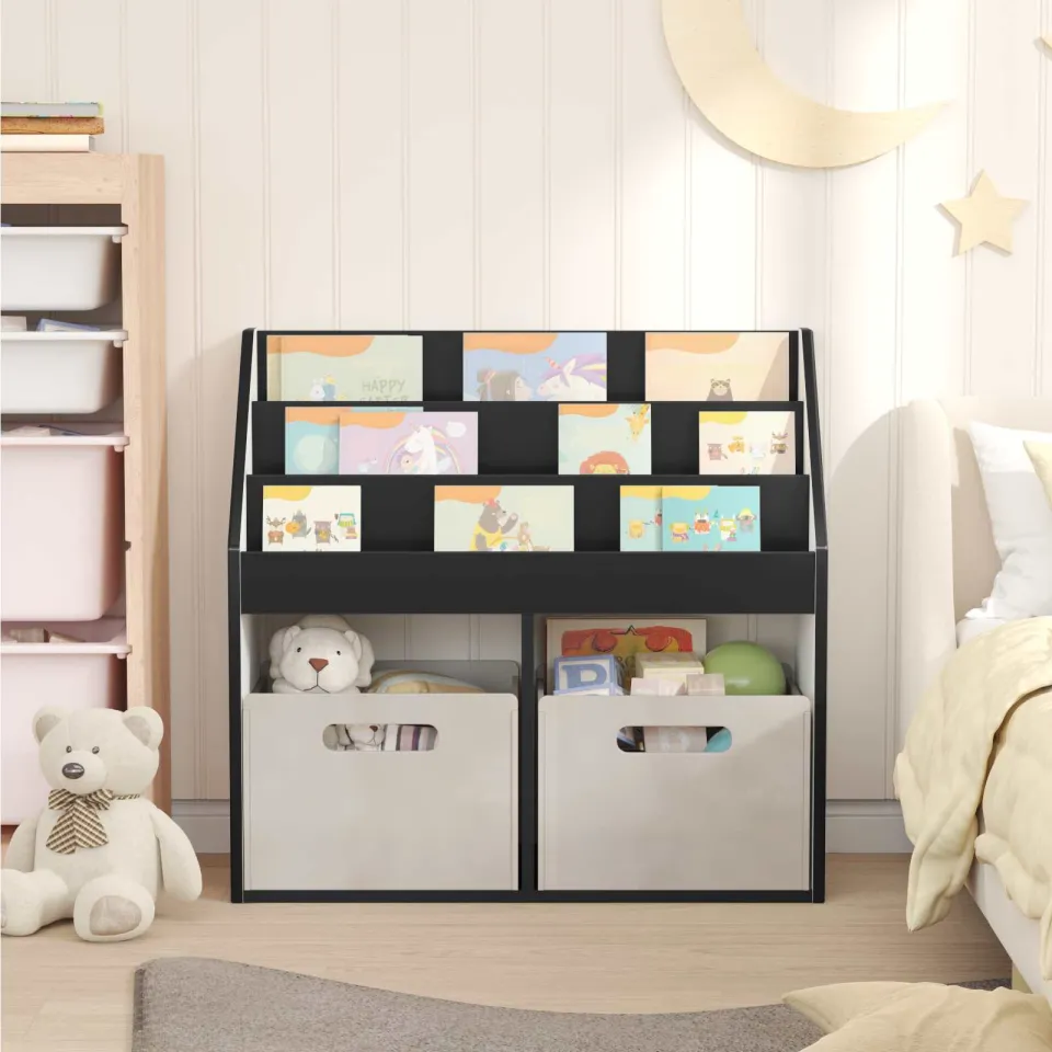 vidaXL Kinderen Boekenkast Zwart 72,5 x 29,5 x 69 cm Bewerkt hout, foto 4