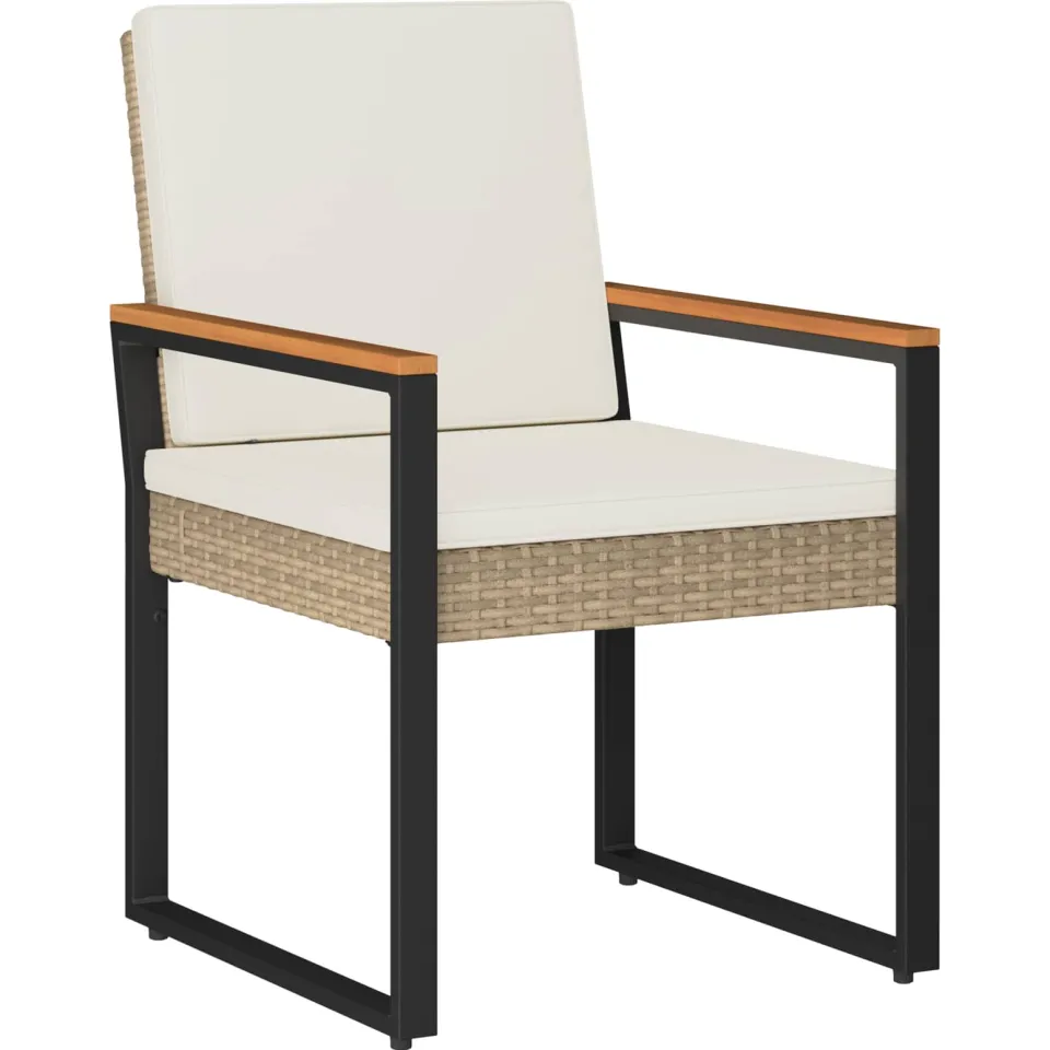 vidaXL Buitenmeubelset 4 st Beige en Crème Wit poly rattan, foto 4