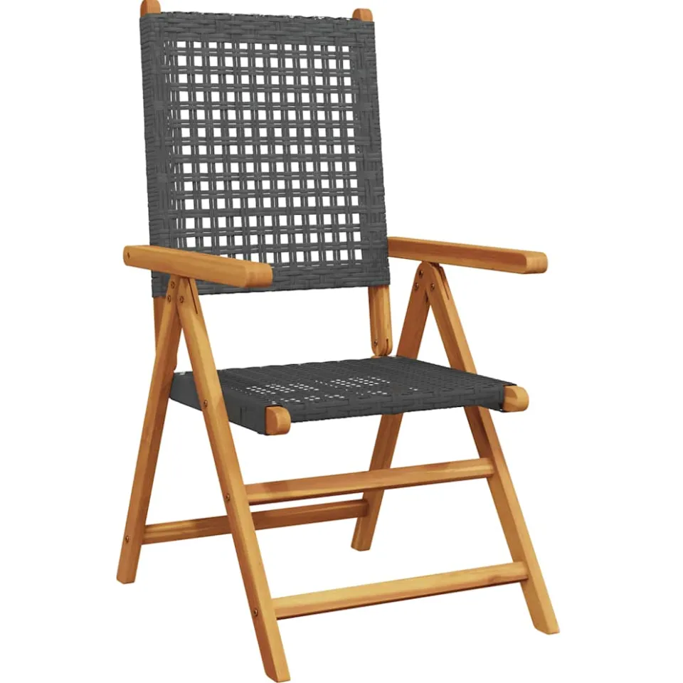 vidaXL 7-delige Tuinset poly rattan en massief hout zwart