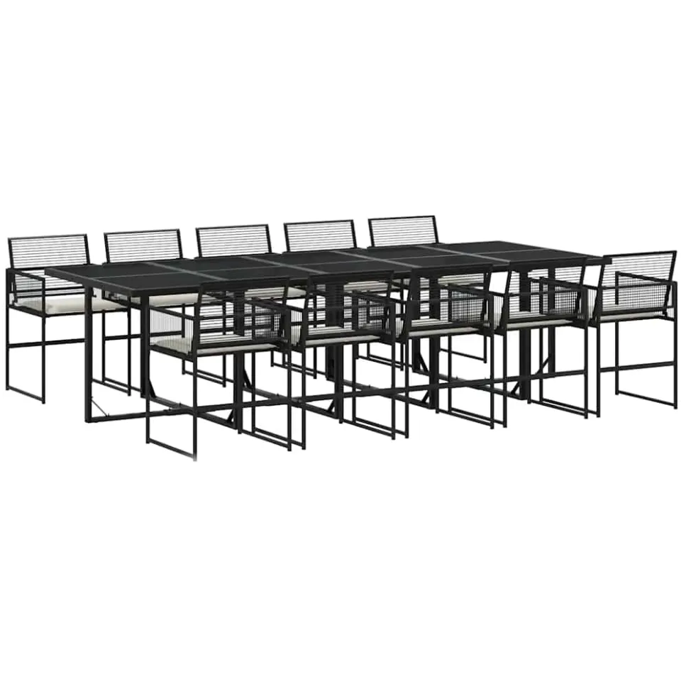 vidaXL 11-delige Tuinset met kussens poly rattan zwart, foto 4