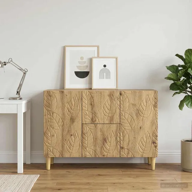 vidaXL Dressoir Artisanaal eiken 89 x 34,5 x 60 cm Bewerkt hout Bruin