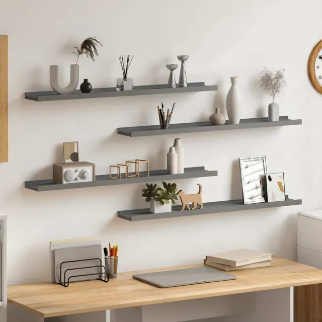 vidaXL Wandschappen 4 st 80x9x3 cm grijs