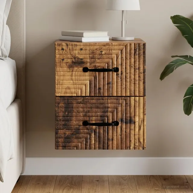 vidaXL Wandbeugel Bedkast Oud hout 34,5 x 33 x 40 cm Bewerkt hout bruin, foto 2