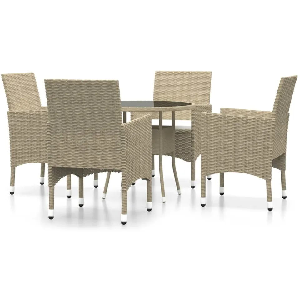 vidaXL 5-delige Tuinset poly rattan beige, foto 3