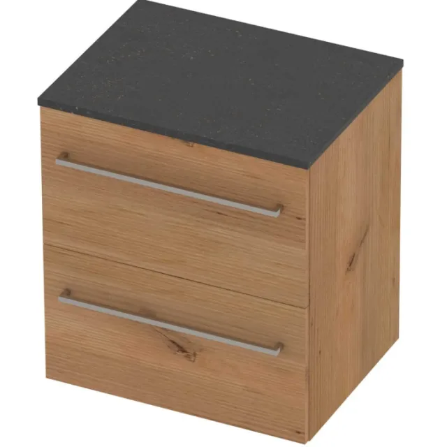 Basic-Line Deck 46 Badmeubelset Voor Grepen 60x46x66 cm Whisky Oak Blue Stone Grijs