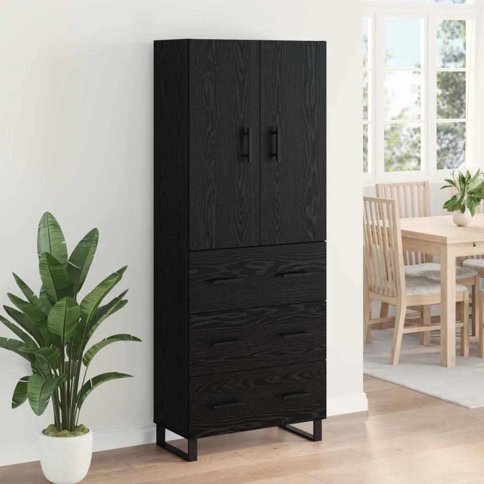 vidaXL Hoge kast 2 st Zwart Eiken 69,5 x 34 x 180 cm, foto 4