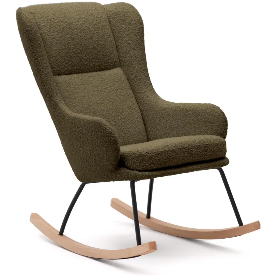 Kave Home schommelstoel Maustin bouclé groen