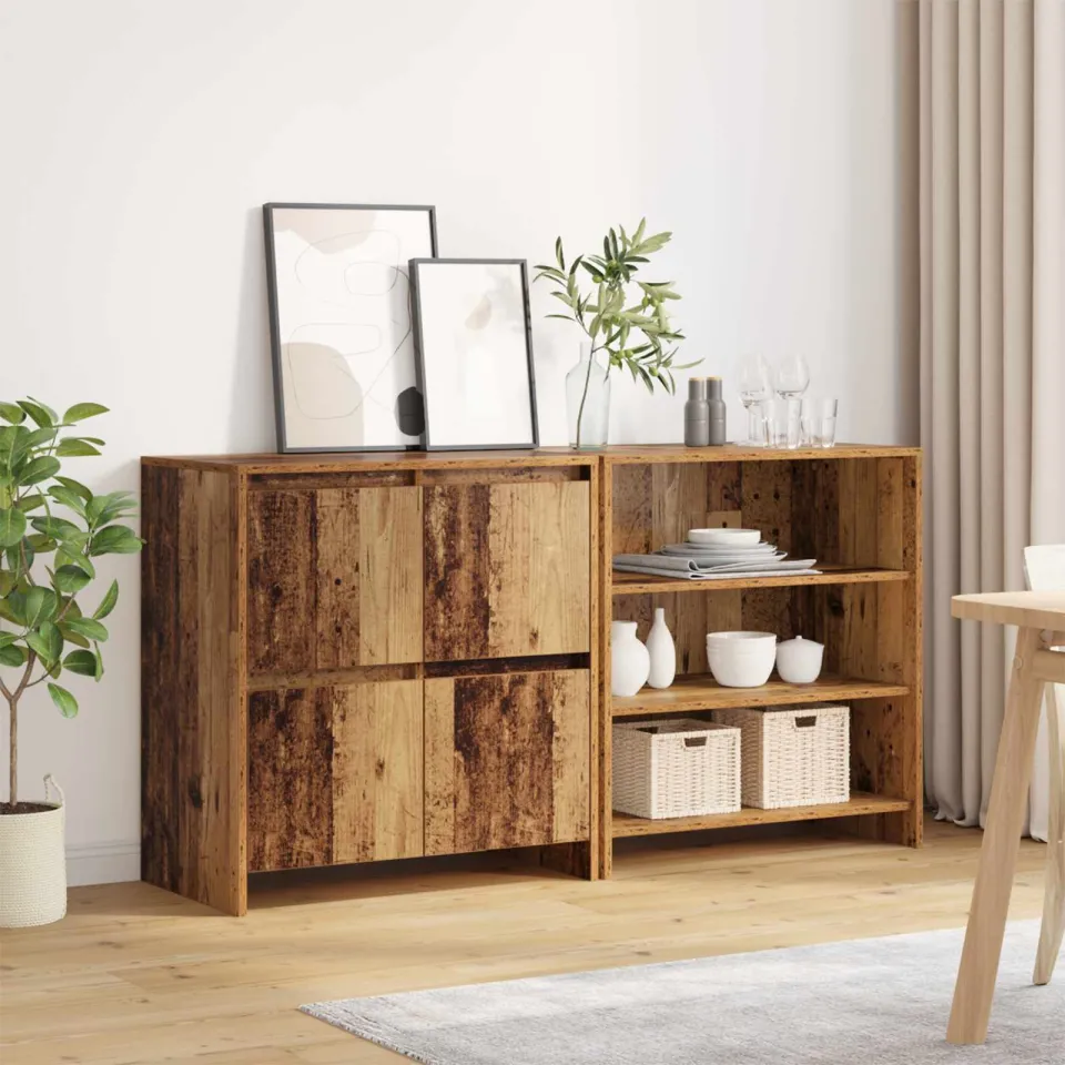 vidaXL Dressoir 2 st Oudhout 70 x 41 x 75 cm Bewerkt hout bruin, foto 4