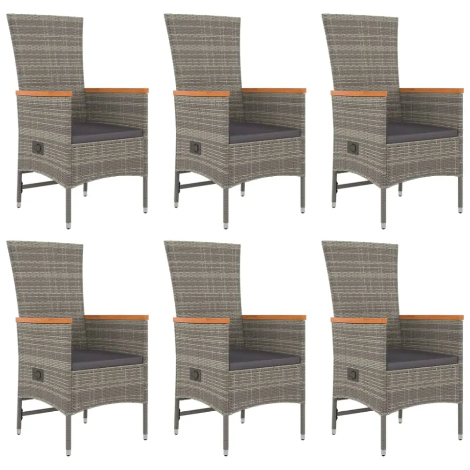 vidaXL 7-delige Tuinset met kussens poly rattan grijs, foto 3