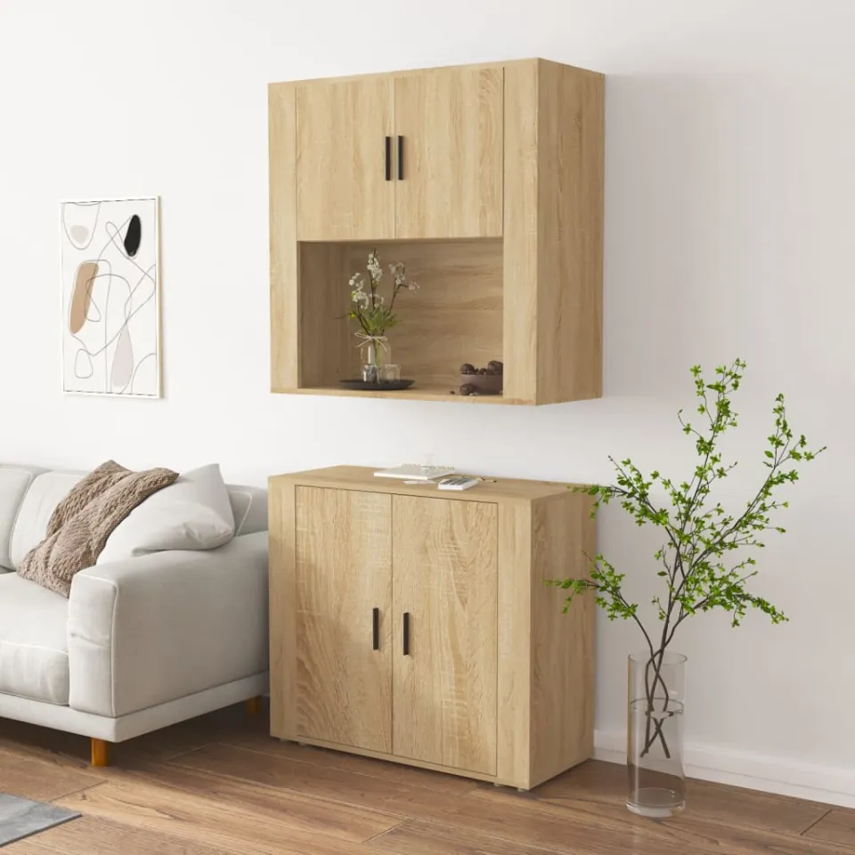 vidaXL Hoge kast bewerkt hout sonoma eikenkleurig, foto 4
