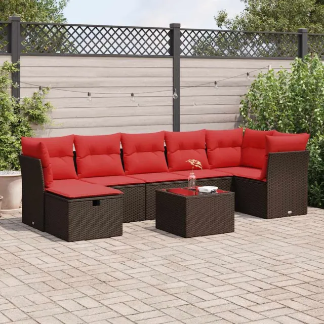 vidaXL 8-delige Loungeset met kussens poly rattan bruin, foto 2