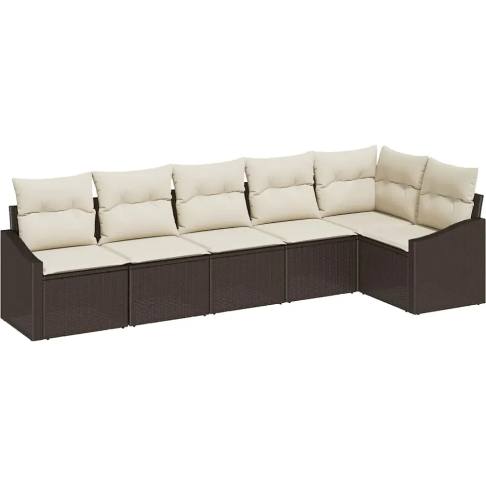 vidaXL Bankstel 6 st Bruin poly rattan