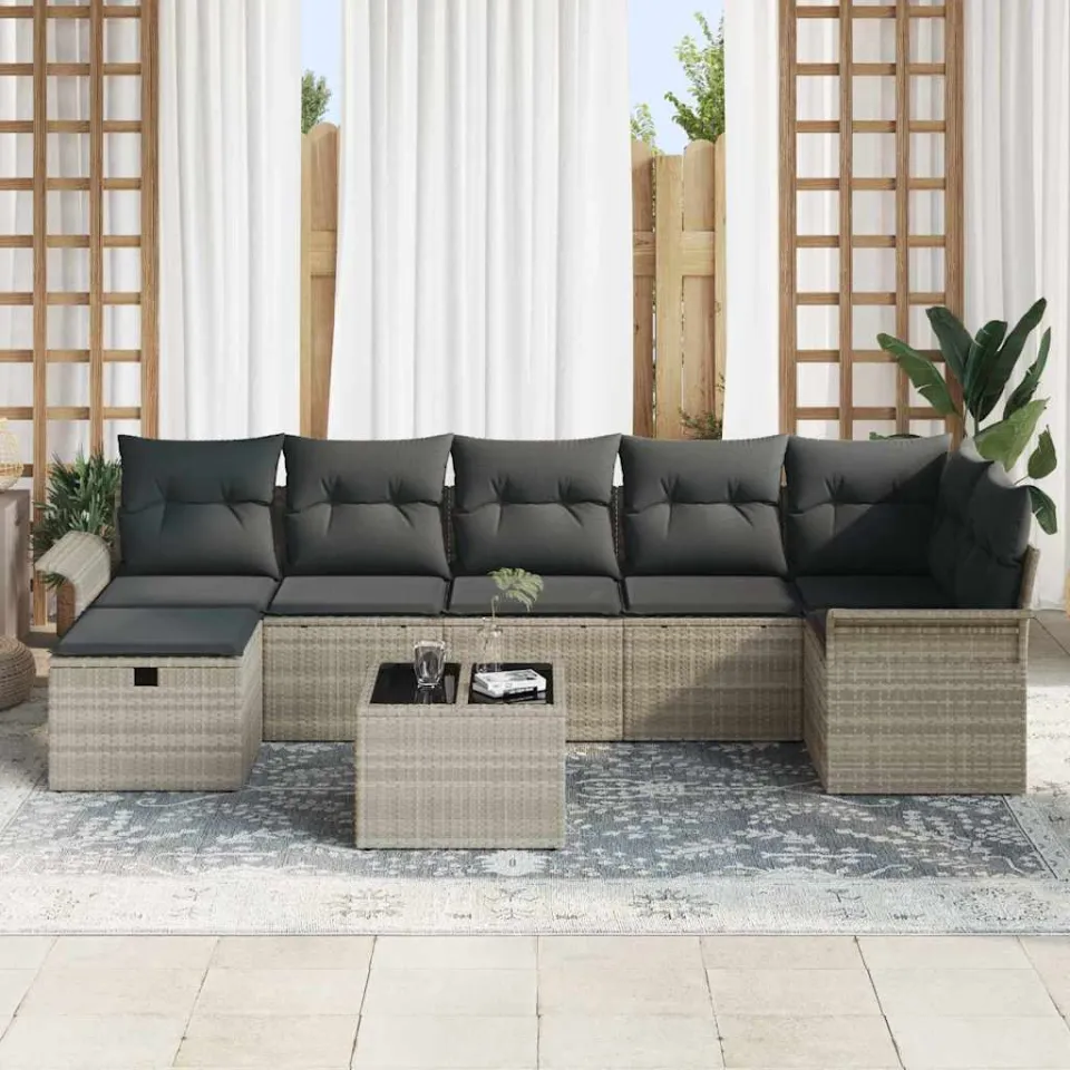 vidaXL Tuin Sofa Set 8 st Poly riet zwart, foto 3