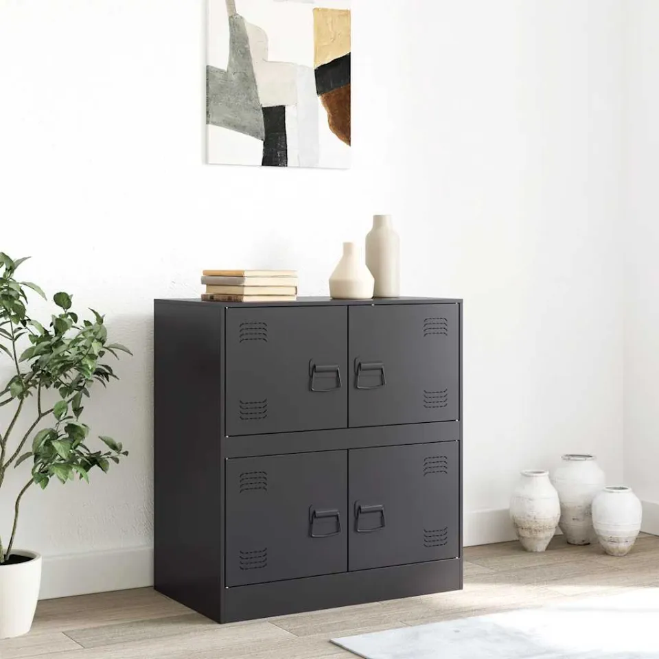 vidaXL Dressoir 67x39x73 cm staal zwart, foto 2