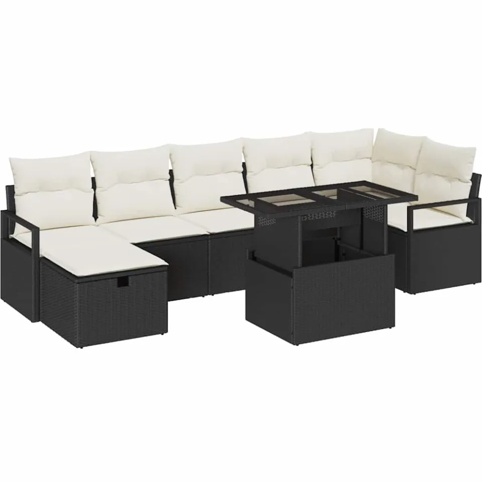 vidaXL Tuin Sofa Set 8 st poly rattan Zwart