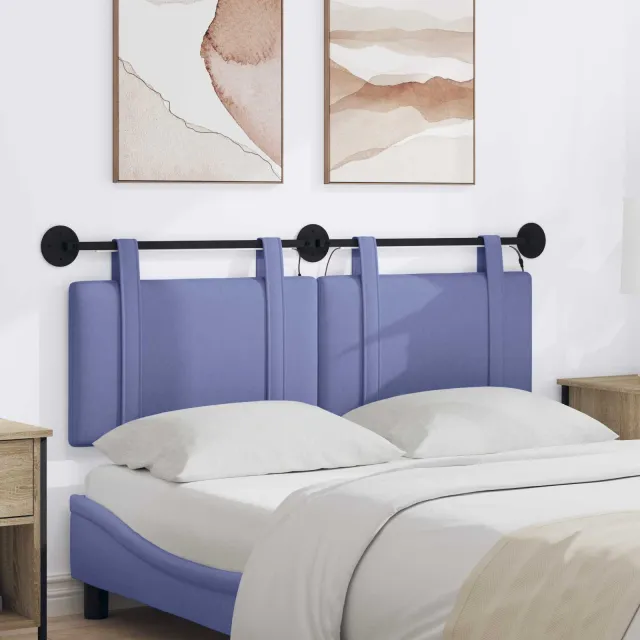 vidaXL Hangend hoofdbord Jeans Blauw Stof