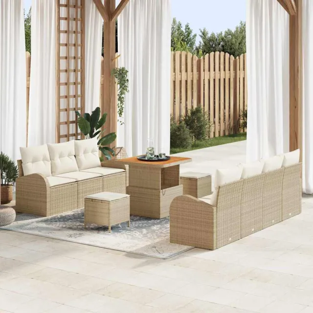 vidaXL Tuinbankenset 10 st Beige poly rattan, foto 2