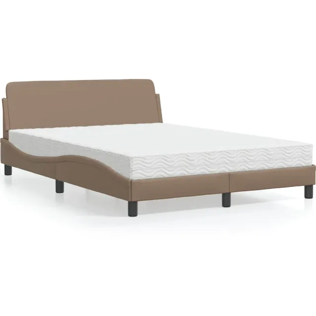 vidaXL Bed met matras "Dover" kunstleer cappuccinokleurig 120x200 cm Bruin