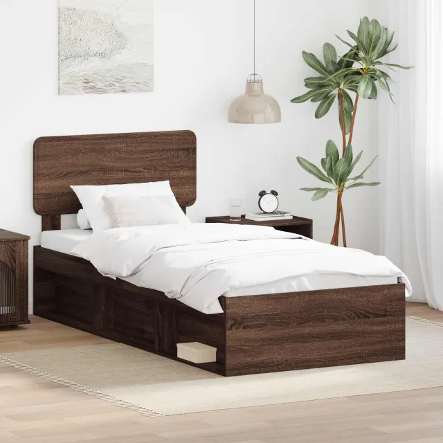 vidaXL Bedframe Bruin Eiken 100 x 200 cm Massief grenenhout