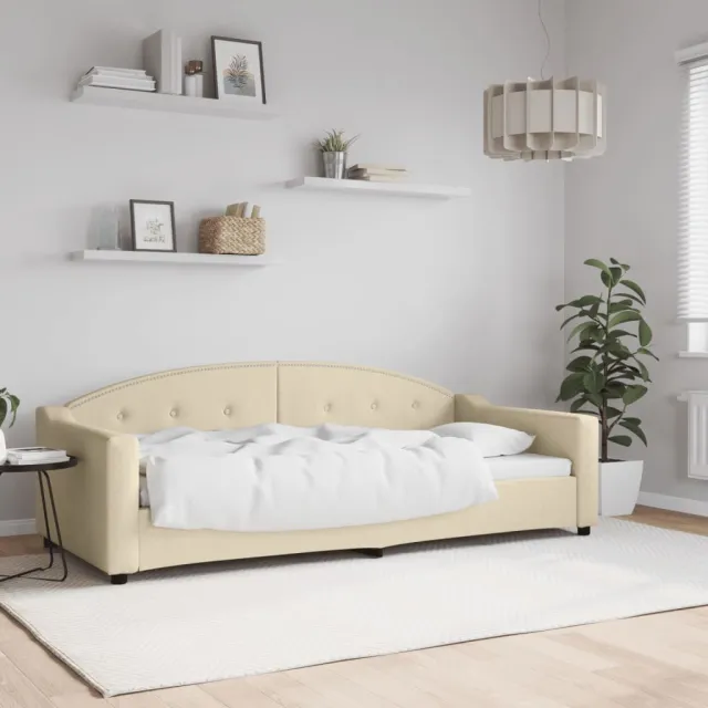vidaXL Slaapbank 90x200 cm stof crèmekleurig