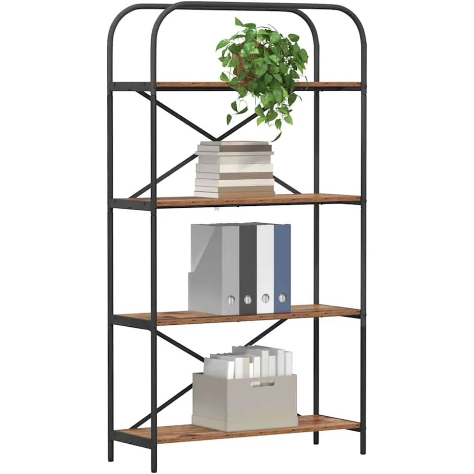vidaXL Boekenkast 4-laags 80 x 30 x 146 cm Bewerkt hout Oudhout bruin