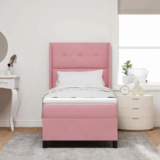 vidaXL Boxspringbed met hoofdeinde Roze 90 x 200 cm Fluweel