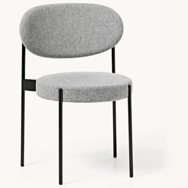 Verpan Gestoffeerde stoel Series 430 van wol, design Verner Panton Grijs, Zwart