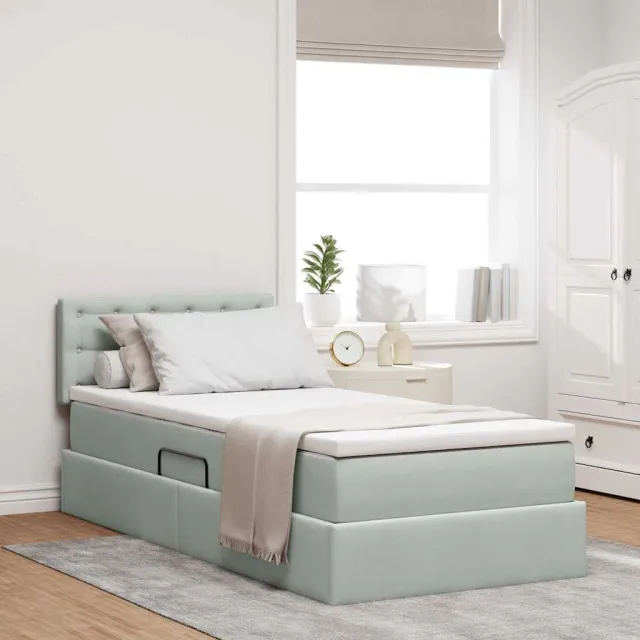 vidaXL Opslag bed met hoofdeinde Lichtgrijs 90 x 190 cm Fluweel
