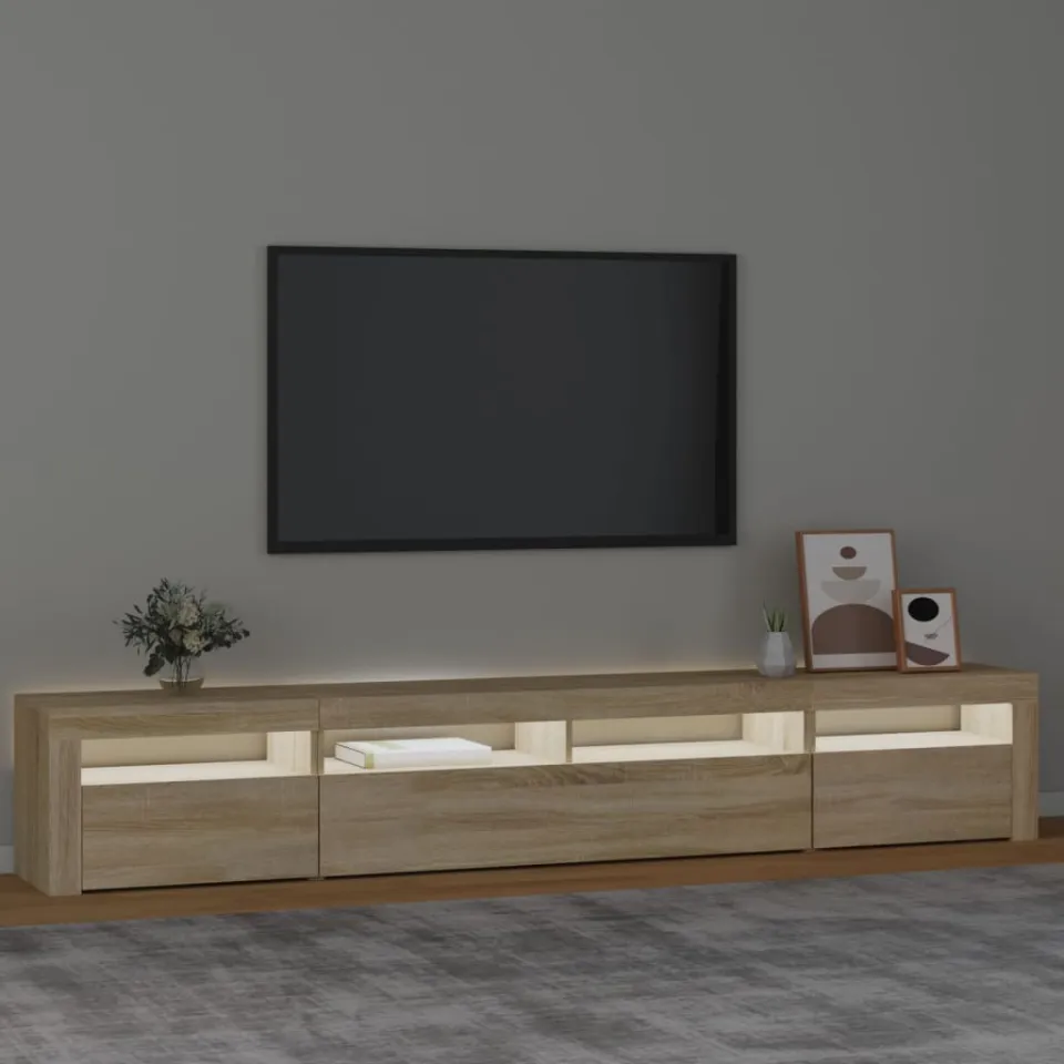 vidaXL Tv-meubel met LED-verlichting 240x35x40 cm sonoma eikenkleurig, foto 4