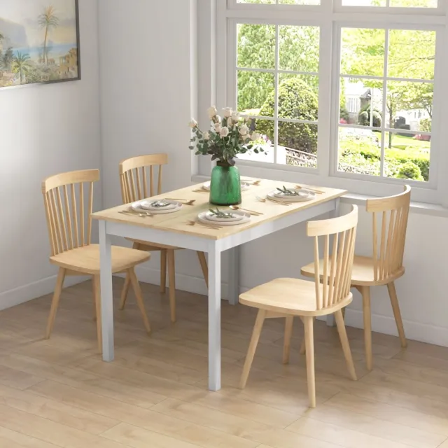HAUSS SPOLE Eettafel - Landelijke Stijl Voor 4 Personen - Rechthoekig Gelakt Hout Met Antislip Voetdoppen - 120 X 75 X 75 Cm - Naturel