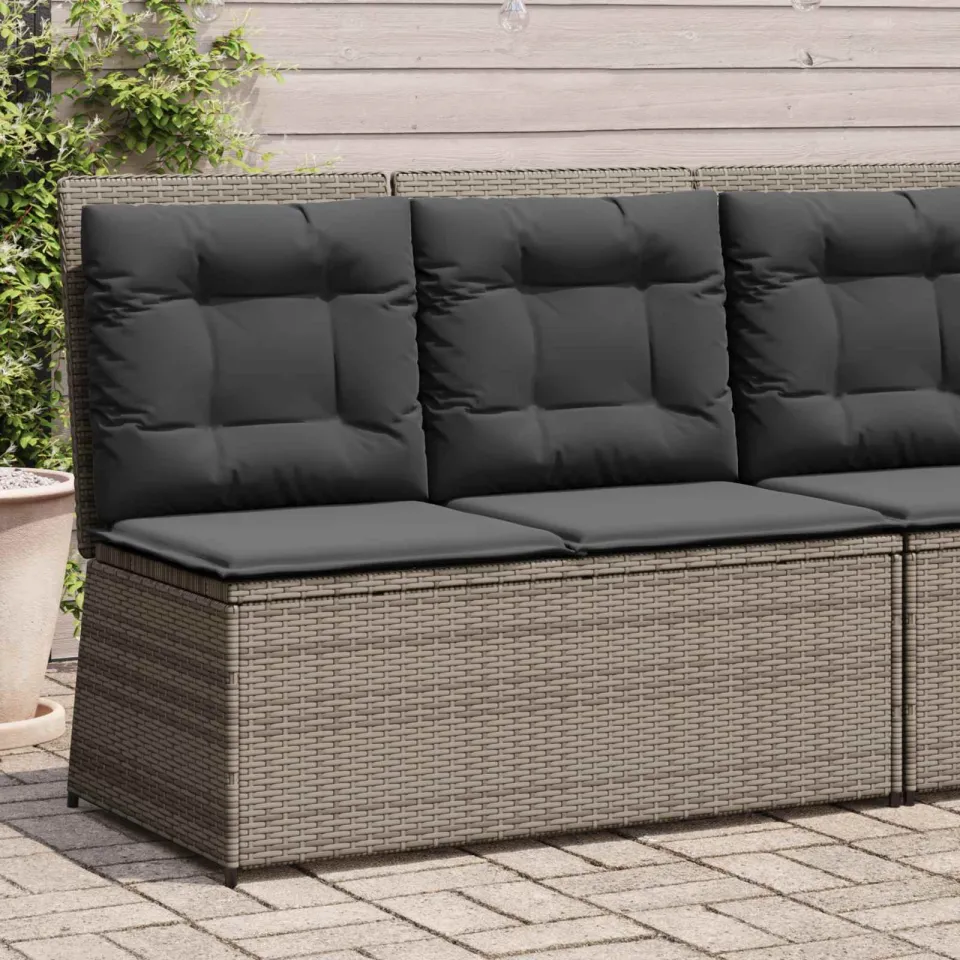 vidaXL Tuinbank Grijs poly rattan, foto 3