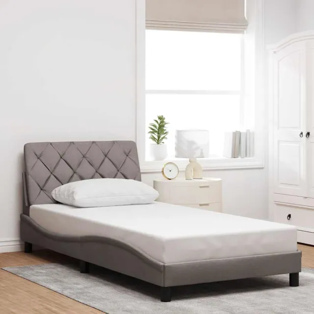 vidaXL Bedframe zonder matras 100x200 cm stof taupe