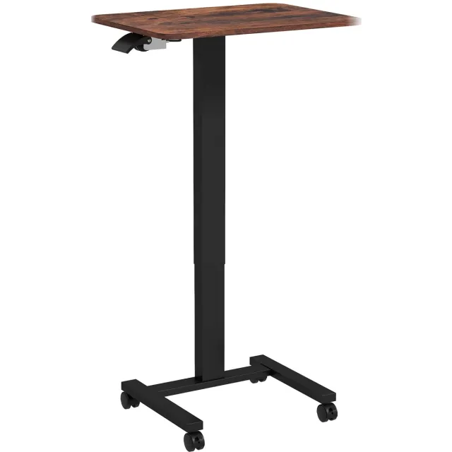 Vinona Zit-sta bureau - In hoogte verstelbaar - Met 4 wielen en remmen - Stalen frame - 65 x 48 x 68-108 cm - Bruin/Zwart Multi