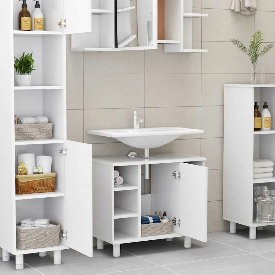 vidaXL Badkamerkast 60x32x53,5 cm bewerkt hout wit, foto 2