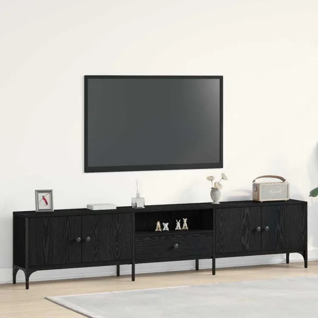vidaXL TV-kast 200 x 25 x 44 cm Zwart eiken Bewerkt hout