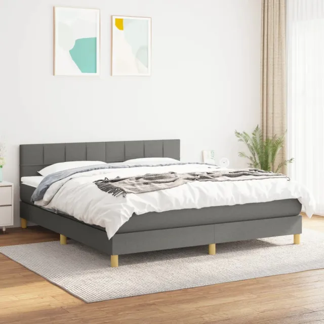vidaXL Boxspring met matras stof donkergrijs 160x200 cm grijs