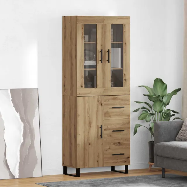 vidaXL Hoge kast 2 st Artisan Eiken 69,5 x 34 x 180 cm Bewerkt hout Bruin