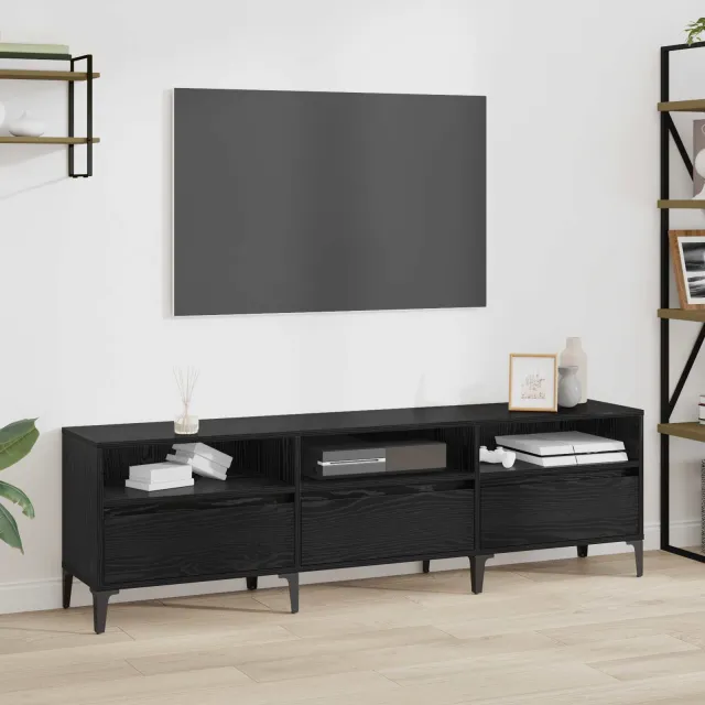 vidaXL TV-kast Zwart Eiken 150 x 30 x 45 cm Gemonteerd hout en ijzer, foto 2