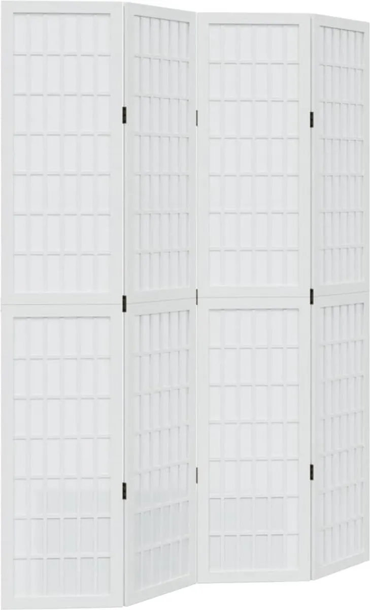vidaXL Kamerscherm met 4 panelen massief paulowniahout wit, foto 3