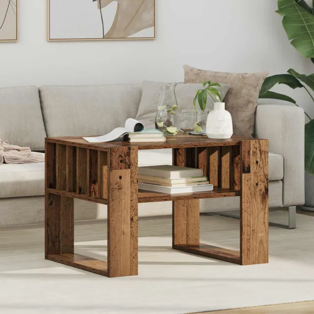 vidaXL Salontafel Oudhout 66 x 49,5 x 45 cm Bewerkt hout bruin, foto 2