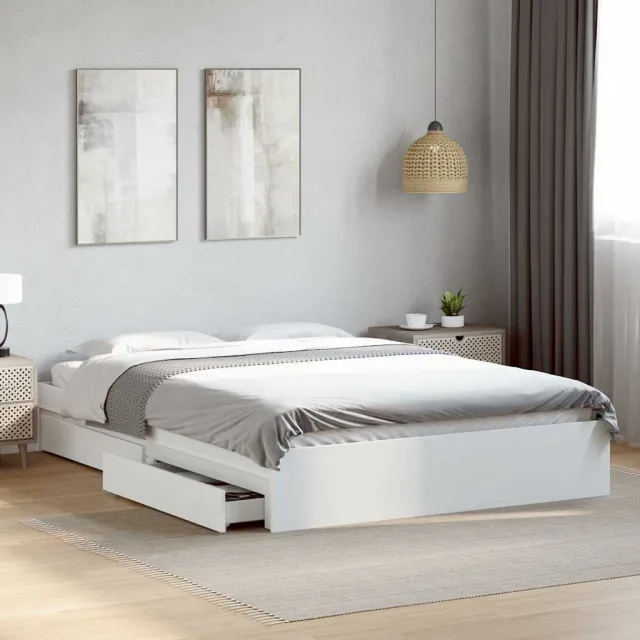 vidaXL Bedframe met lades bewerkt hout wit 160x200 cm